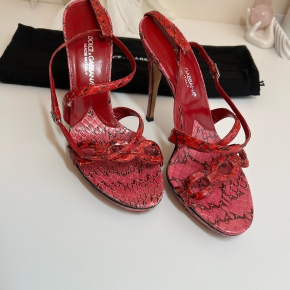 Dolce & Gabbana Python Sandals Size 37.5 - Picture 1 of 11